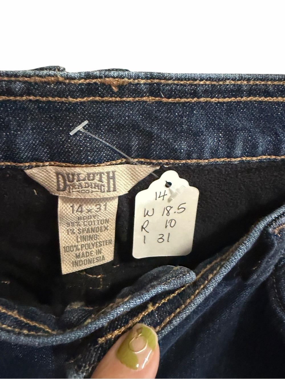 Duluth Trading Co Fleece Dark Blue Straight-Leg Women's Jeans size 14 NWOT - Picture 3 of 5